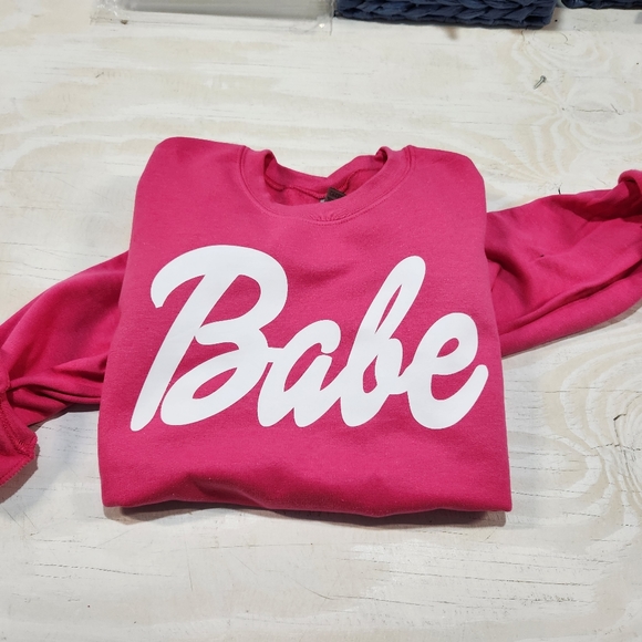 Babe Hot Pink Oversized Barbie Inspired Sweatshirt - Picture 1 of 4